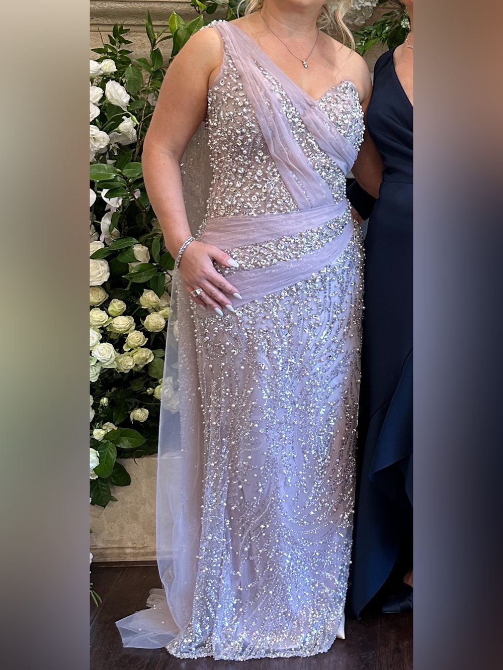 Embellished Lavender Evening One Shoulder Gown From Catwalk Couture Size 12